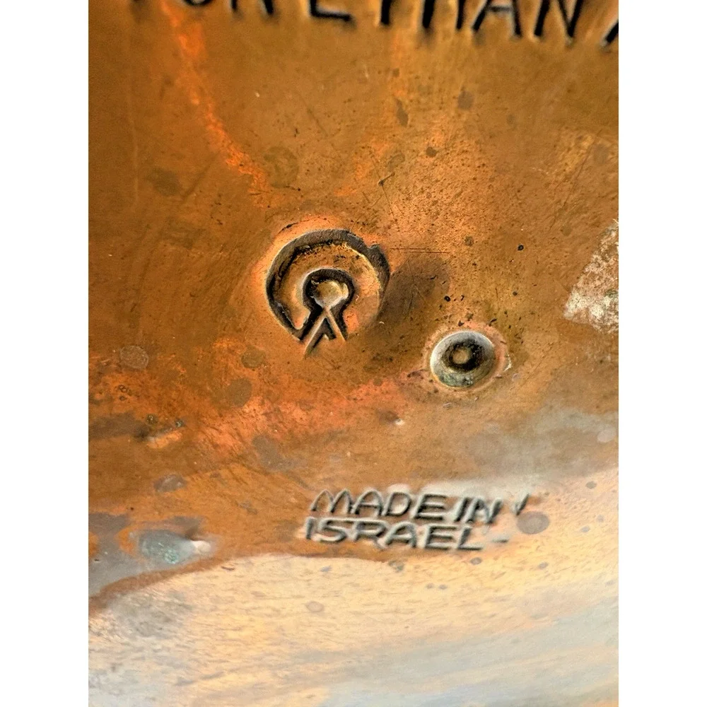 Vintage Copper Scuttle Bucket Ethan Allen Made Israel Brass Handles Collectible